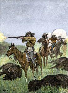 Polowanie na bizony by nakarmi tabor pionierw