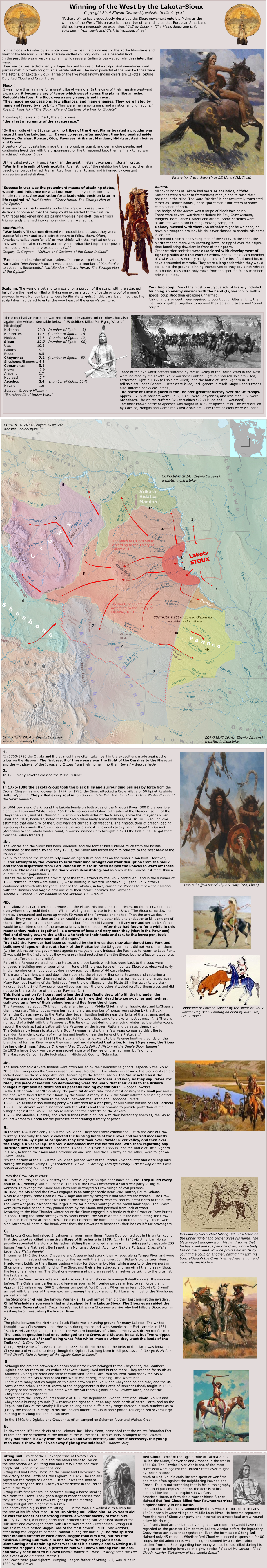 Winning of the West.
Map of the Sioux Indians expansion.
Lands of Lakota, Nakota and Dakota.