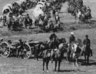 Wojsko amerykanskie wraz z
artyleria i wozami zaopatrzeniowymi
podczas wojny z Indianami prerii