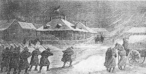 Zolnierze Crooka wracaja 
do Fortu Fettermana. Zima 1876.
