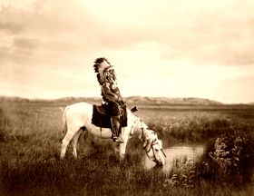 Ogalala Sioux w oazie w Badlands, fot. Edward S. Curtis, 1905.