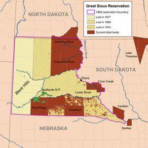 Mapa rezerwacji Sioux, dziki uprzejmoci Wikipedii